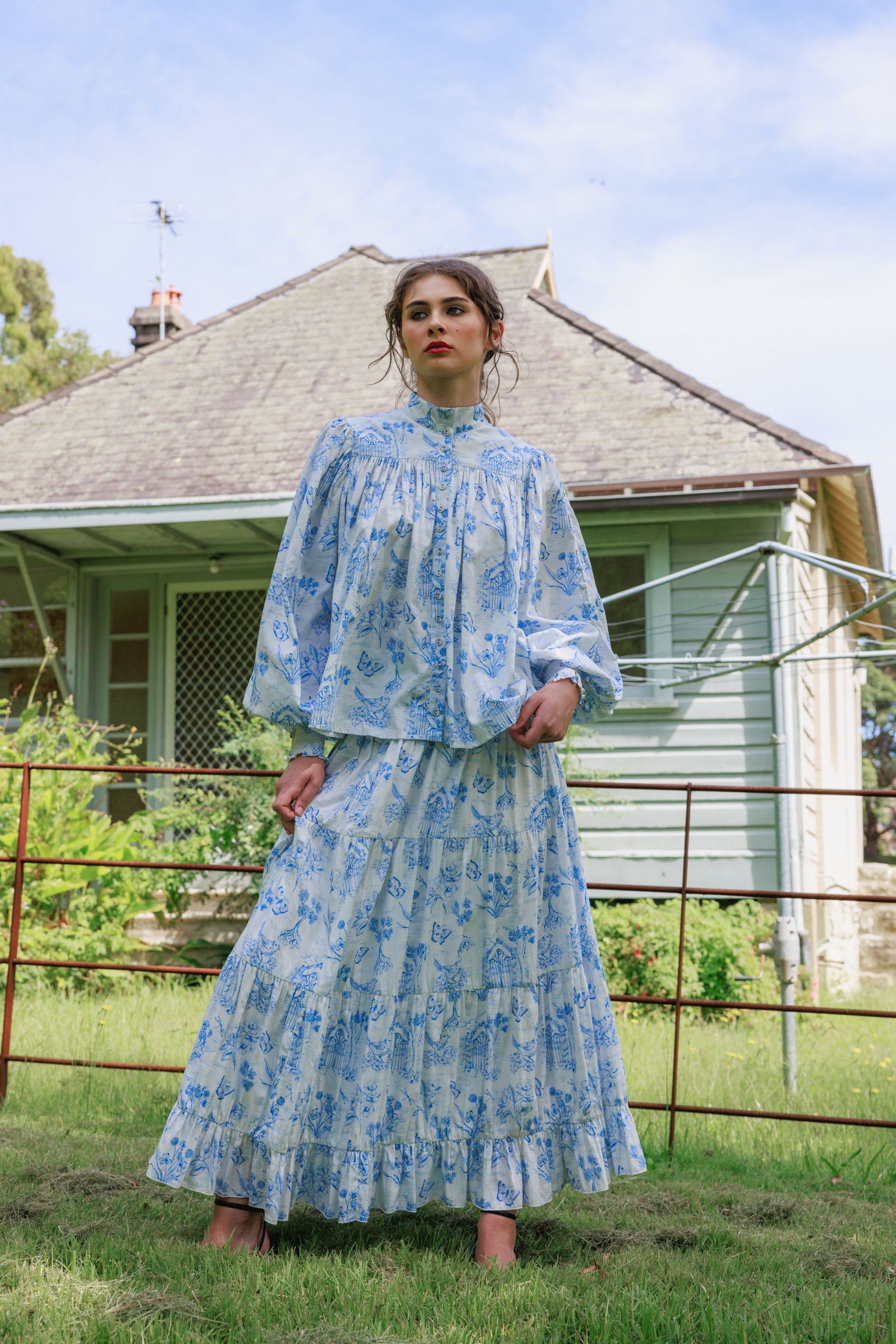 Meadow Gate Toile Button Blouse