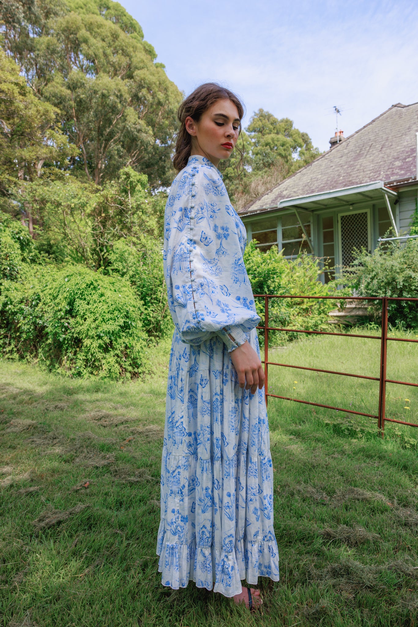 Meadow Gate Toile Button Blouse