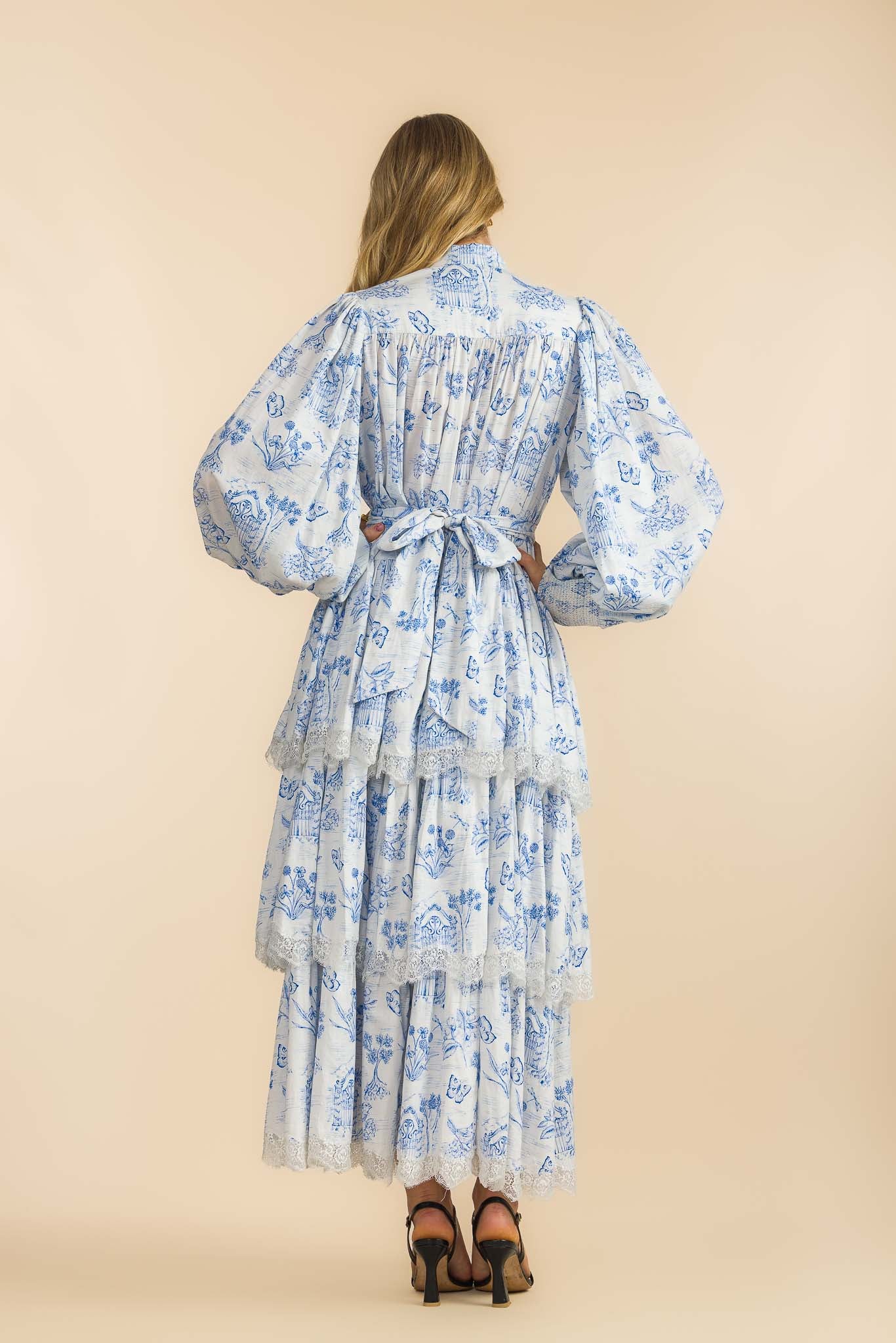 Meadow Gate Toile Tiered Maxi Dress