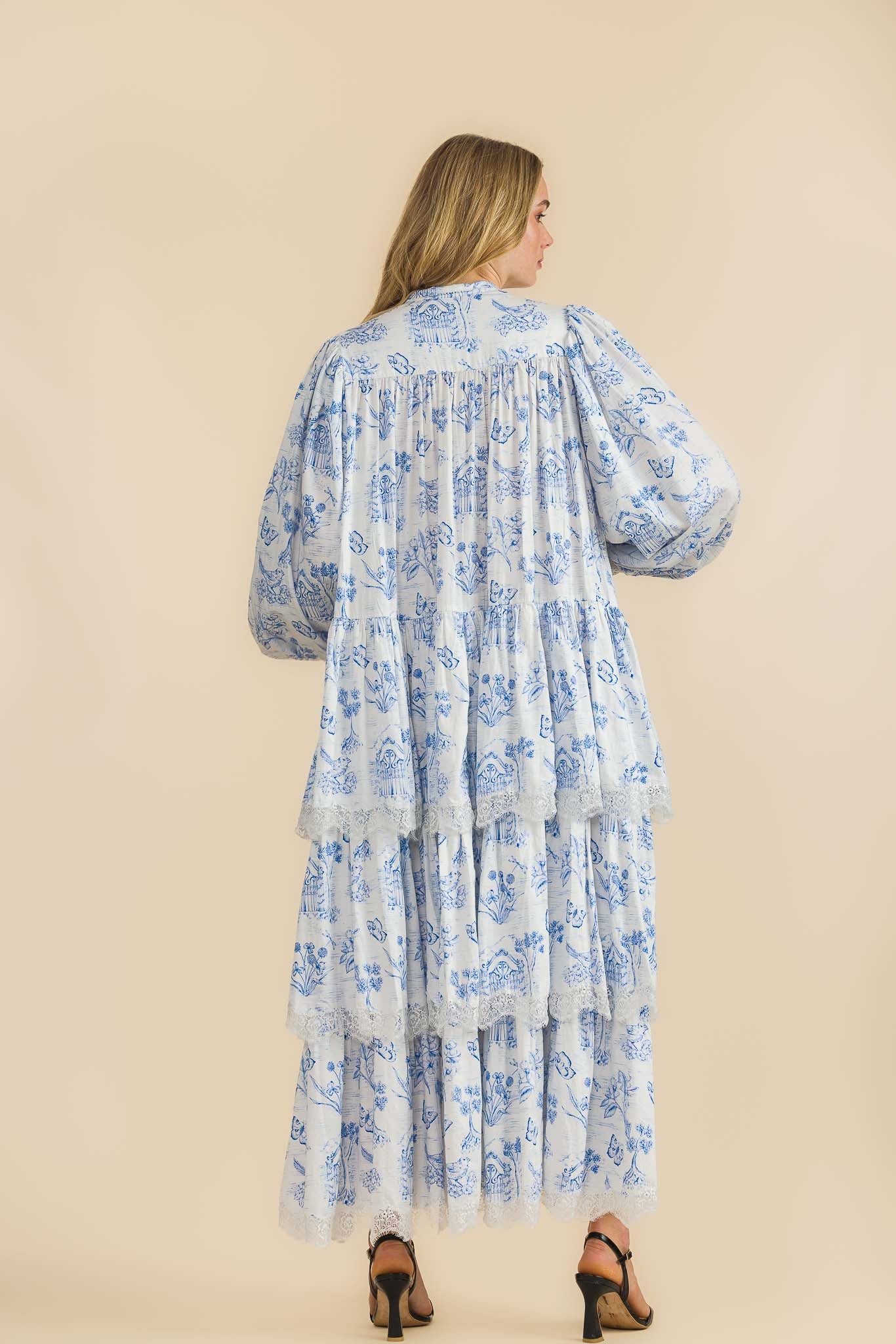 Meadow Gate Toile Tiered Maxi Dress