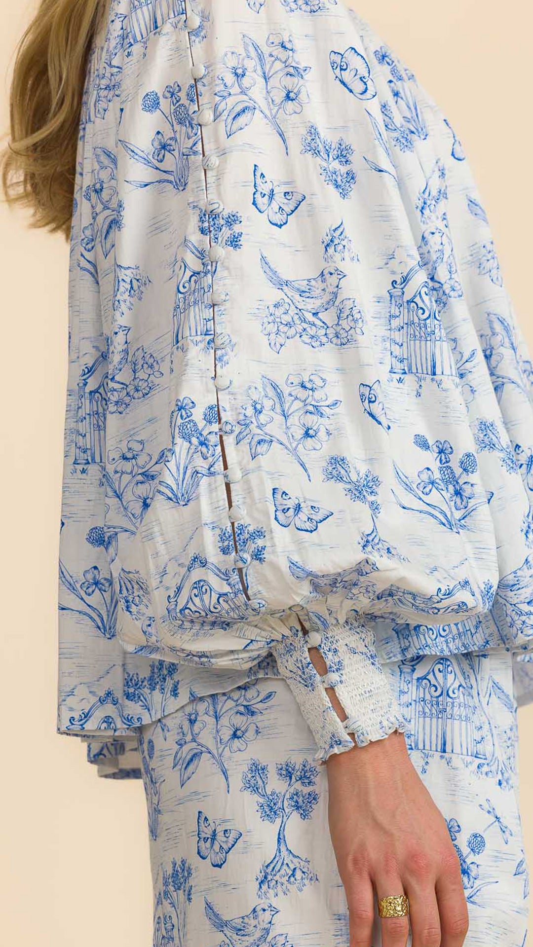 Meadow Gate Toile Button Blouse