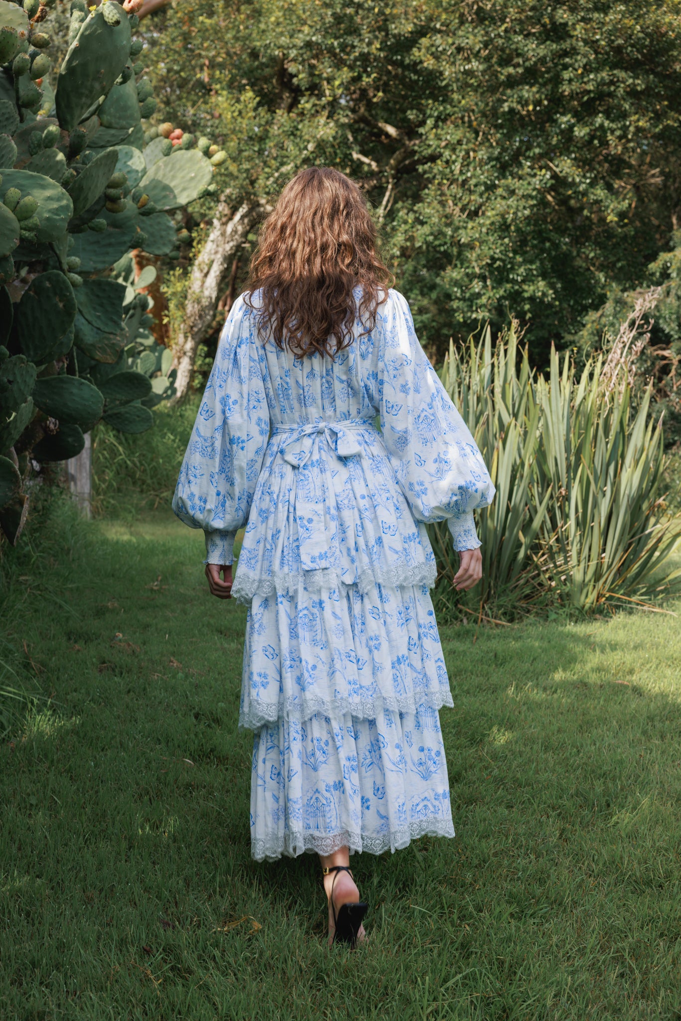 Meadow Gate Toile Tiered Maxi Dress