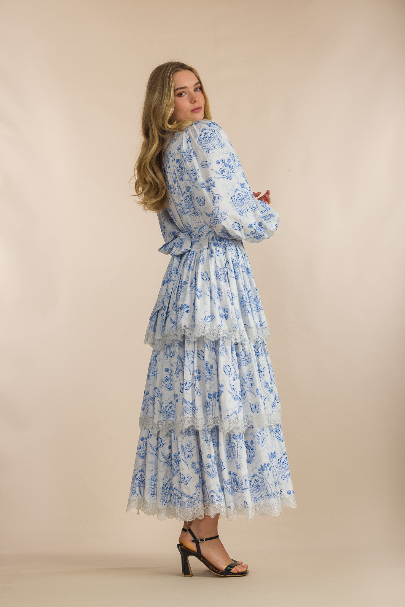 Meadow Gate Toile Tiered Maxi Dress