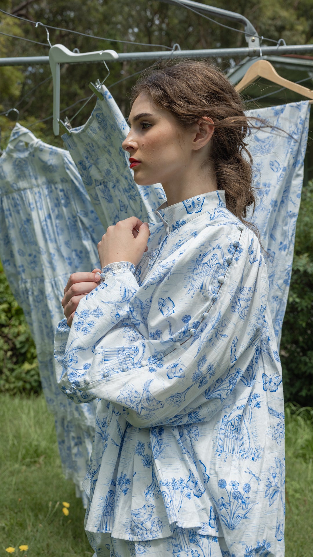 Meadow Gate Toile Button Blouse