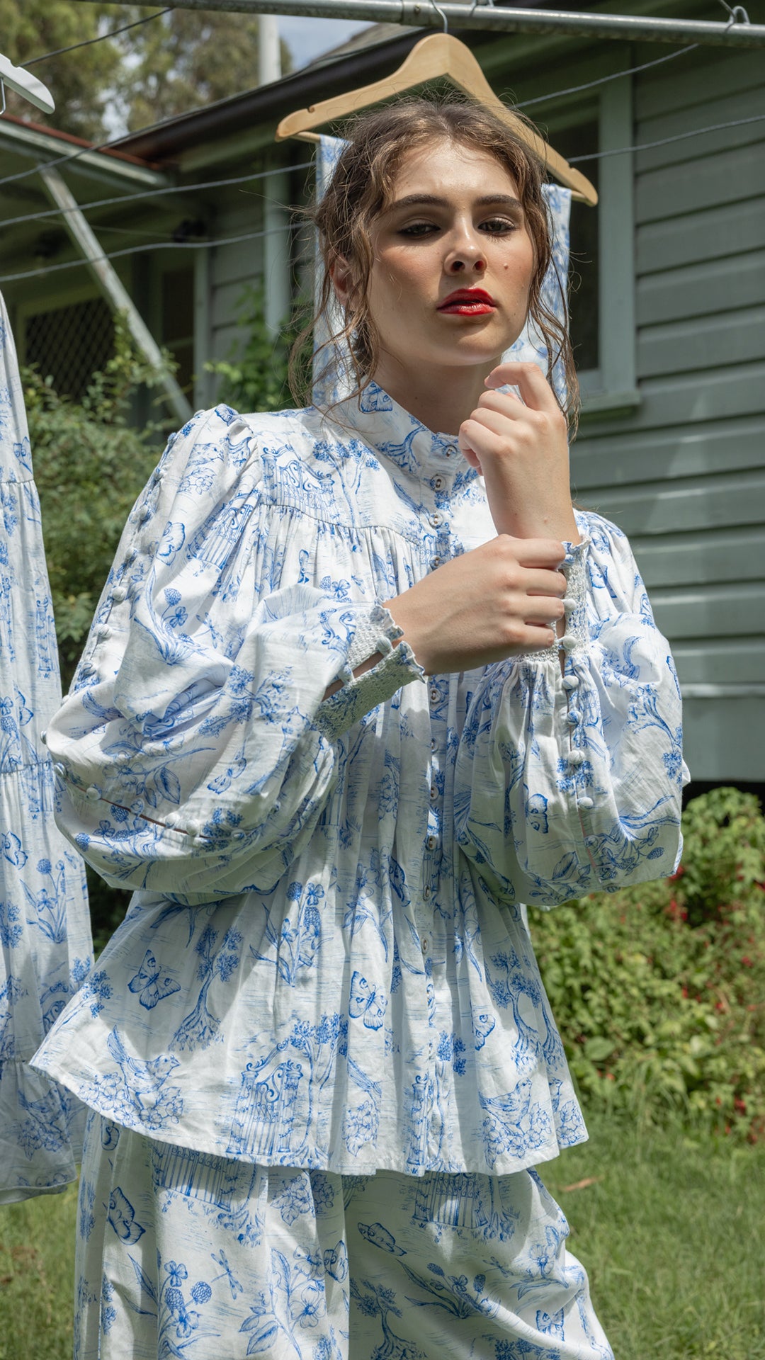 Meadow Gate Toile Button Blouse